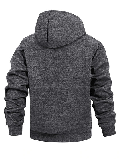 Men's Winter Warm Sherpa Plush Lined Jacket Casual Zip Up Hooded Coat with Zipper Pockets Male Fleece Outerwear Outfits Tops