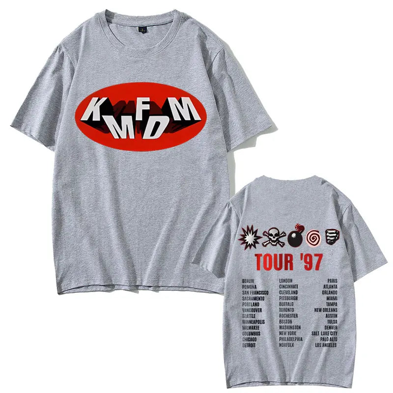 Rock Band Kmfdm Tour 97 Graphic Print T-shirt Summer Men Women Vintage Gothic Punk  Streetwear Male Casual Pure Cotton T Shirts