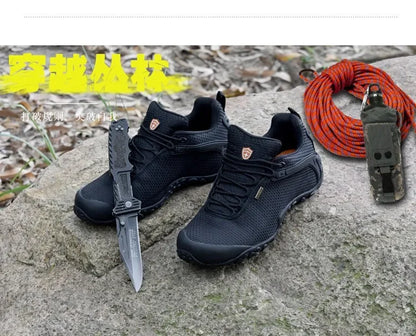 Mens Outdoor Mountain Climbing Shoes Mesh Non-Slip Breathable Trekking Hiking Shoes Waterproof Camping Soft Sneakers 39-46