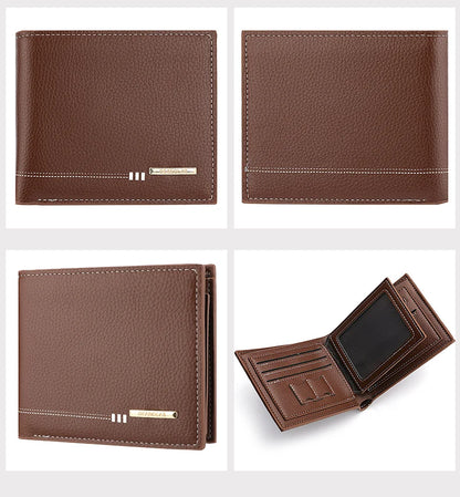 Nouveau Portefeuille Homme Porte-Cartes de Crédit Fermeture Éclair Porte-Monnaie Motif Litchi Haute Qualité Portefeuille Court d'Affaires Pour Hommes