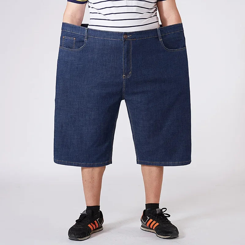 Men Extra Large Size Shorts Knee-length Summer Breeches Denim 2024 Male Bermuda Classic Stretch Plus Size Big 8XL Men Short Jean