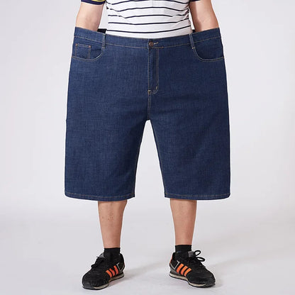 Men Extra Large Size Shorts Knee-length Summer Breeches Denim 2024 Male Bermuda Classic Stretch Plus Size Big 8XL Men Short Jean