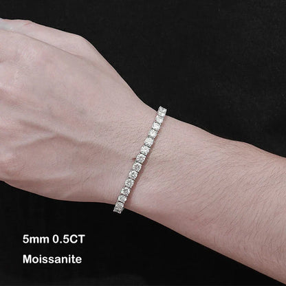 925 Sterling Silver Moissanite Bracelet 0.1ct 3mm D VVS1 Diamond with GRA for Women Sparkling Wedding Party Fine Jewelry