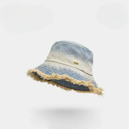 Fashion Washed Denim Bucket Hat for Women Men Summer Travel Outdoor Sunshade Sunscreen Hat Man Retro Bucket Hat