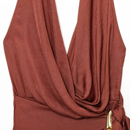 sexy Dress for Women Fashion Summer New Sleeveless Backless brown Hanging neck collar Chic Female Evening Dresses Mujer