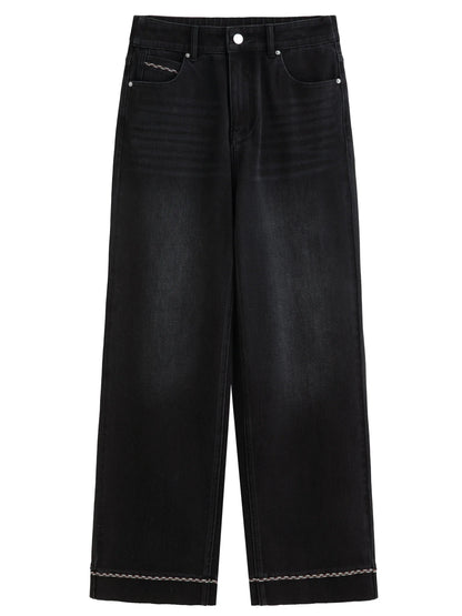 Double-length Jeans Women High-waisted Slim-fit Classic Straight Pants High Waist Elegant Office Lady Spring Trendy