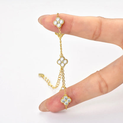 3mm Certified Moissanite Pendant Necklace for Women Classic Clover Flower Neck Chain 100% Pure 925 Silver Chain Charm