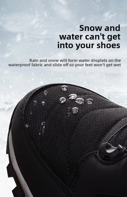 Mens Snow Boots Thickened Velvet Winter Boots Rotating Buckle Design Mid-calf Boots Plush Warm Cotton Shoes for Men Botas Hombre