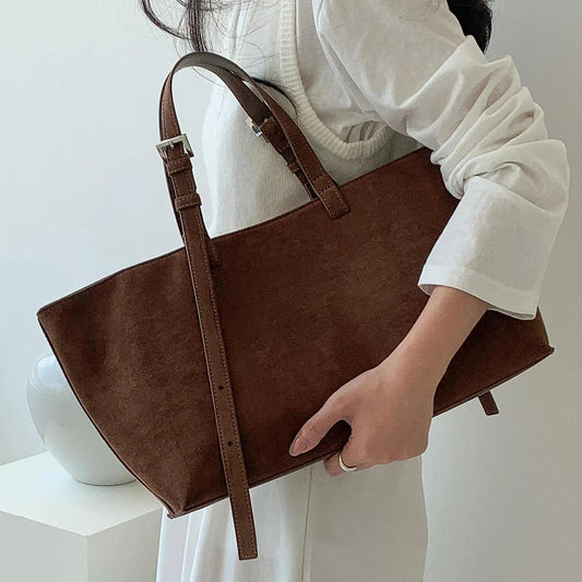 Retro Faux Suede Tote Women Bag Large Capacity Shoulder Bags for Women 2026 Matte Texture Designer Handbags and Purses Shopper