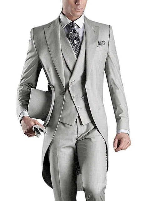 Costume Homme 3 Pieces Fashion Tuxedos Groom Wedding Men Suits Tuxedo Terno Masculino De Pour Hommes Blazer (Jacket+Pants+Vest)