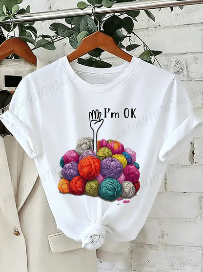 I'm OK Graphic Women's Tee Shirts Unisex Casual O Neck Short Sleeve T-Shirts Fashion Streetwear Men Women Daily T Shirt Tops