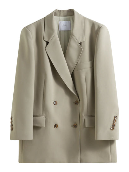 Chic Double-breasted Casual Blazer Jacket for Women Spring 2025 New Style High-end Loose Lazy Style Top 25FS11097