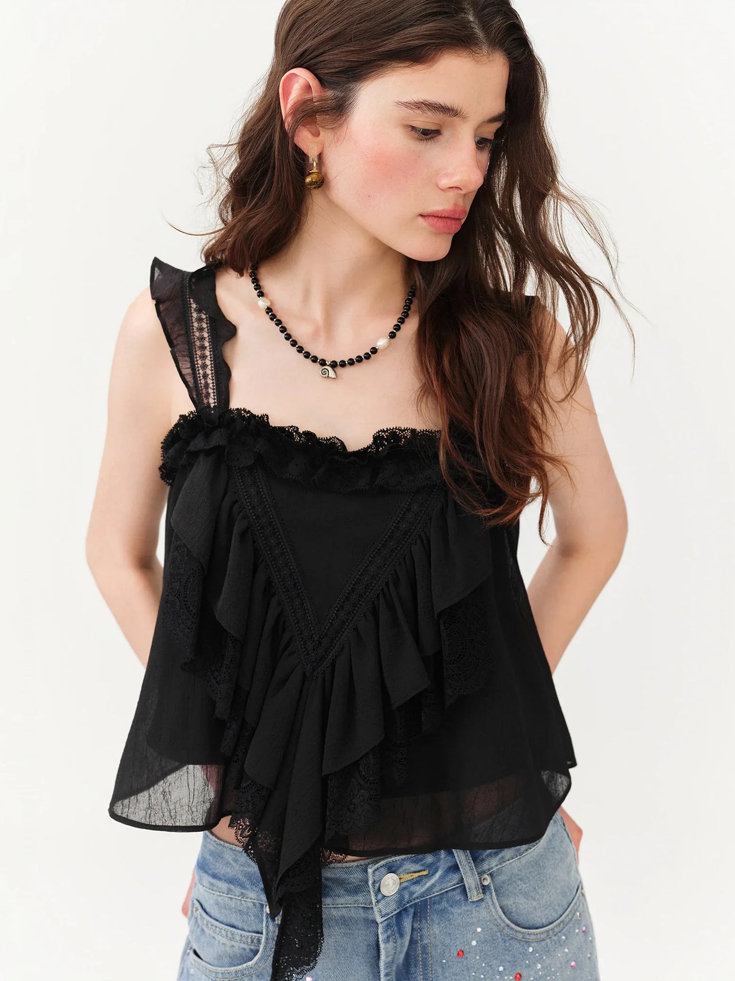 2026 Summer Women's Square Neck Sleeveless Crop Top, Spaghetti Strap Design Blouse for Y2K Coquette & Daily Layering Style