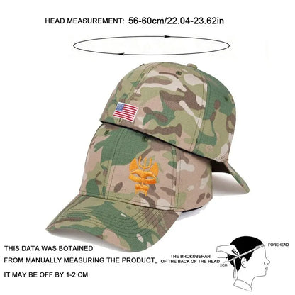 Unisex Forked Wolf Embroidery Camouflage Baseball Caps Spring and Autumn Outdoor Adjustable Sunscreen Hat Hunting Accessories