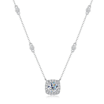 1CT GRA Certified Moissanite Necklace for Women Lab Created Diamond 925 Silver Pendants 18k Gold Plated Jewelry