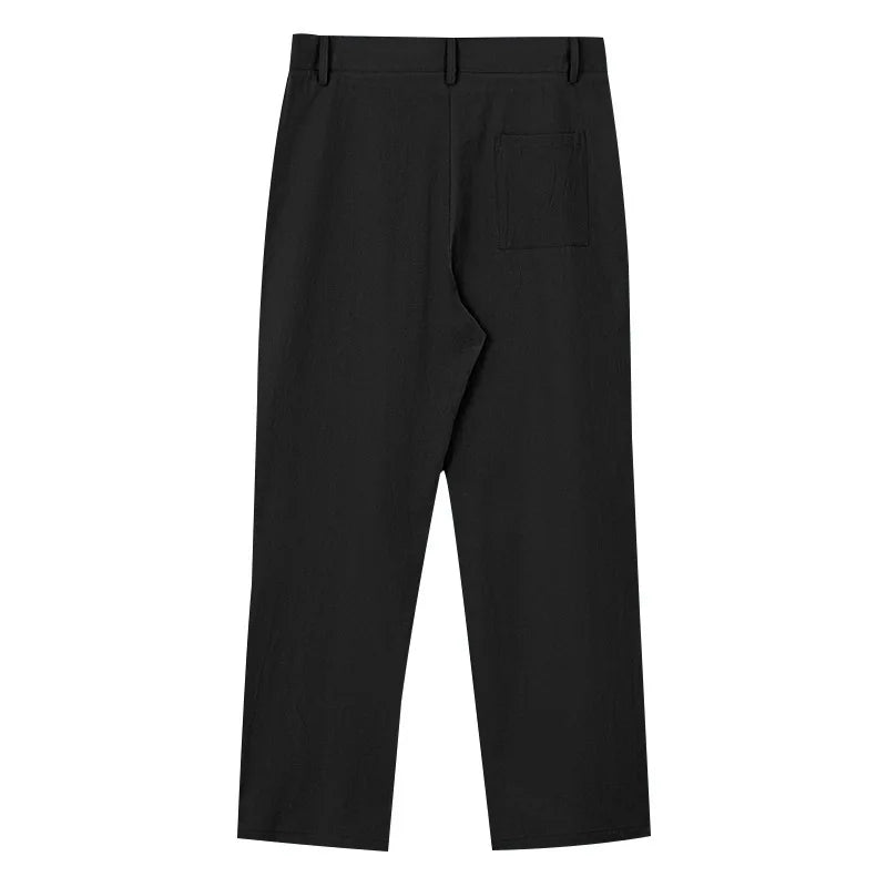 Amazon European and American Men's Linen Solid Color Casual Suit Pants New Fashion Beach Wide-Leg Trousers