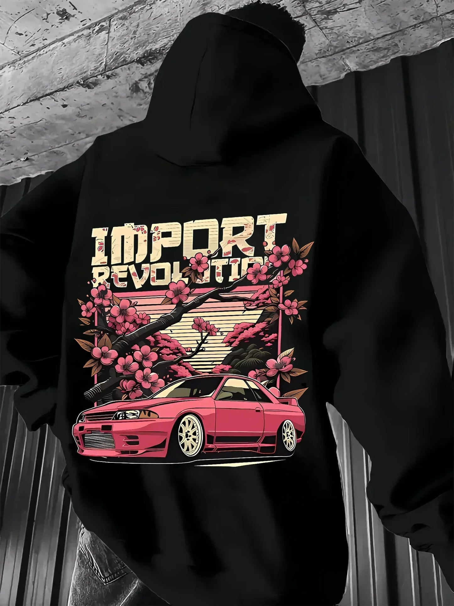 2026 Men's Car Print Hoodie Y2K Streetwear Fashion Hooded Sweatshirt Casual Comfortable Pullover Top