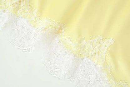 Summer Women Fashion Asymmetry Lace Decorate Dress Female Sexy Sleeveless Backless Halter Neck Collar Beach Party Dress