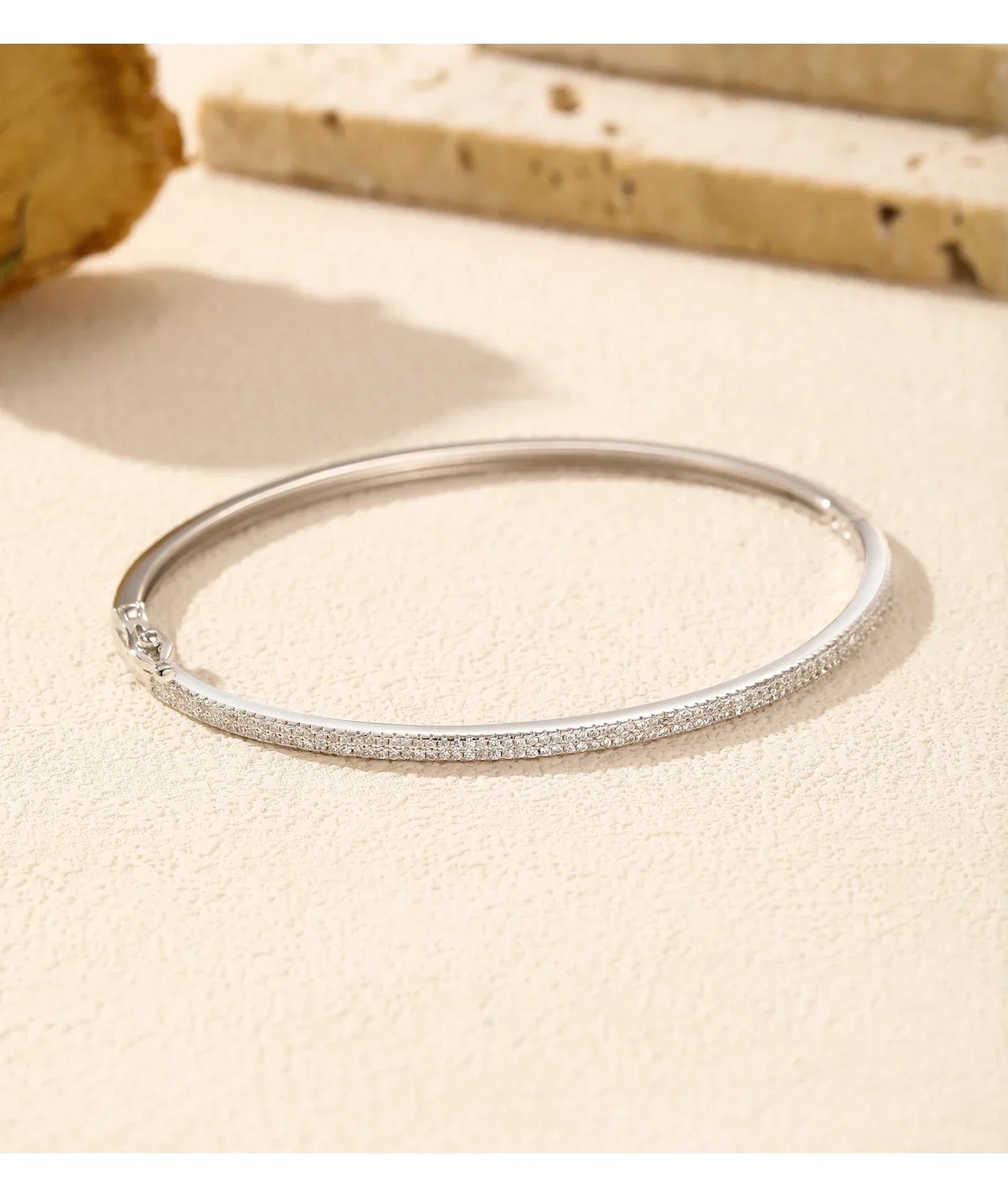 925 Sterling Silver Luxury Fancy Round Sparkling Clear CZ Bangle Bracelets For Women Wedding Statement Fine Jewelry Gifts