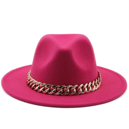 Hat For Women Autumn Winter New Party Jazz Fedora Hats With Fashion Luxury Oversized Chain Accessory Bag Two-piece Set