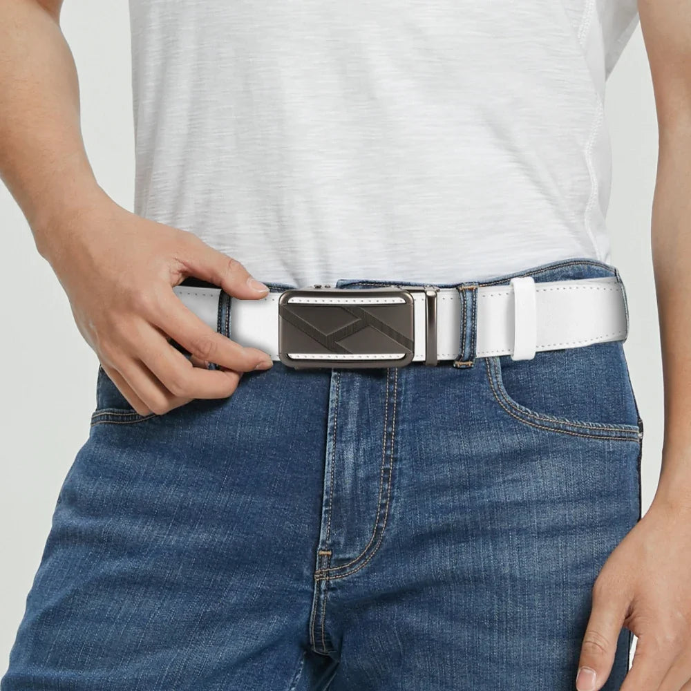 Brand Leather Belts for Men 105cm-135cm Automatic Belt with Ratchet Strap Top Quality Belts Luxury Belts for Men