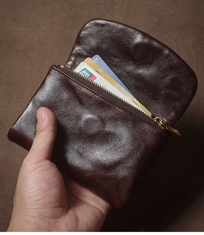 Vintage Genuine Leather Trifold Wallet for Men Women Zipper Coin Purse Driver License ID Credit Card Luxury Cowhide Wallet