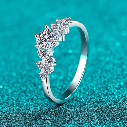 Pass Diamond Tester 5/6.5mm D VVS1 Moissanite Rings for Women Sparkling Wedding Promise Band 925 Sterling Silver Jewelry