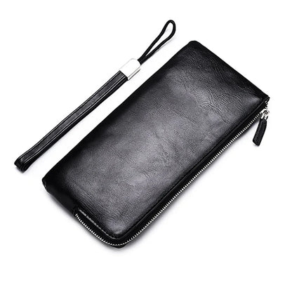 Nouvelle Pochette pour Homme Style Business Grand Portefeuille en Cuir PU Souple Homme avec Dragonne Sac Élégant Décontracté et Tendance Sac à Main Pochette Homme