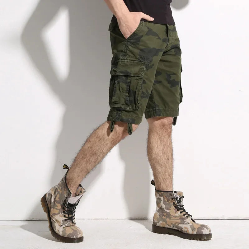 Camouflage Shorts Male Military Clothing Style Army High Quality Mens Cargo Shorts Cotton Multi Pockets Breeches Bermuda Cargo