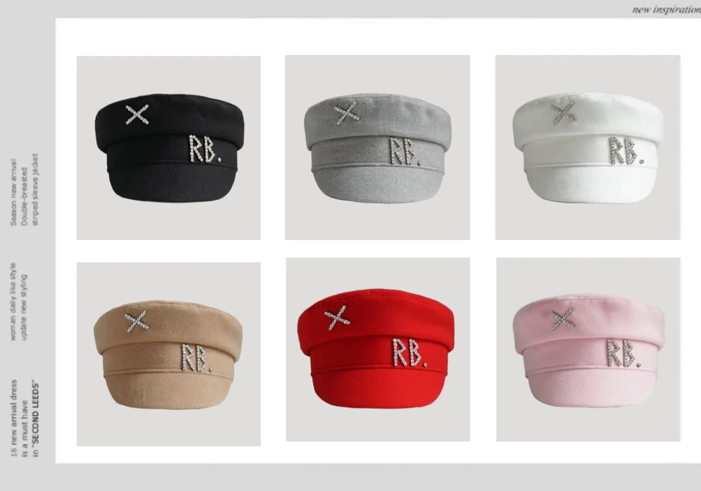 Autumn Winter Newsboy Caps Women Wool Diamond Letter Caps Baker Boy Cap S-XL