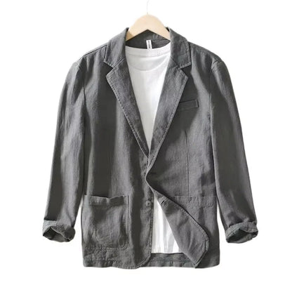 100% Cotton Breathable Men's Blazer Suit Jacket For Men Black Coat For Summer Business Lightweight Male Clothes 2024