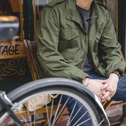 Retro M65 Jackets for Men Green Outdoor Windbreaker Vintage Casual Solid Coat Mens Clothes Multi-Pocket Jacket