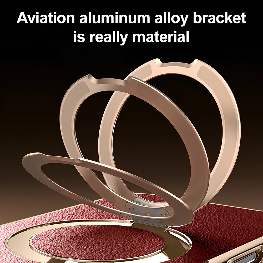 Magnetic Bracket Leather Phone Case For iPhone 17 Pro Max Air 16 15 14  17promax 16promax Magsafe Shockproof Funda Cover