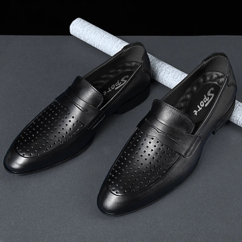 2024 New Luxury Brand Black Genuine Leather Gentleman Fashion Dress Shoes Men Business Loafers Men's Shoes Slip on Big Size 49