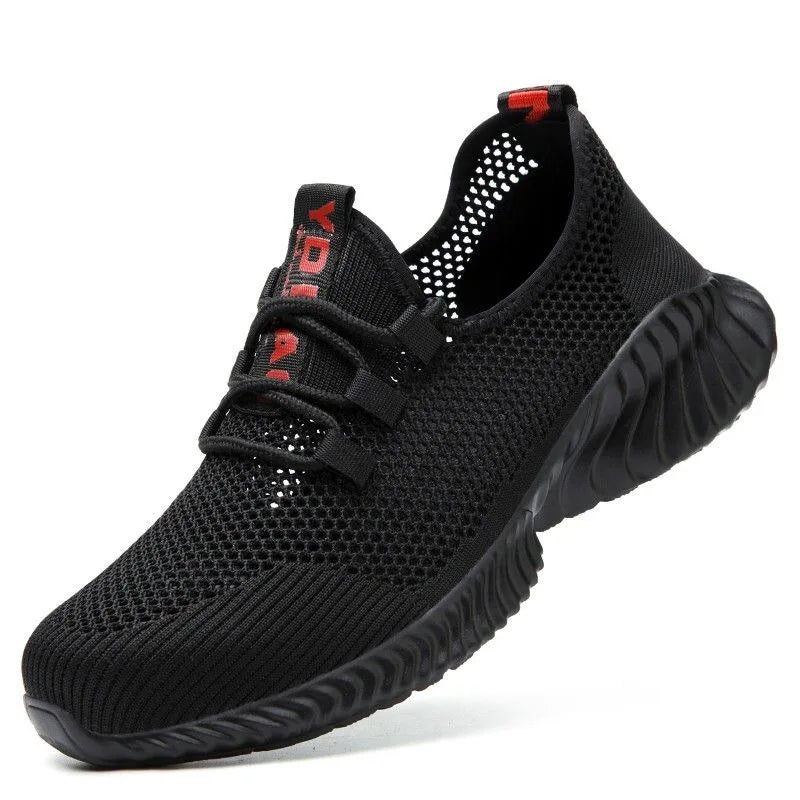 Work Boots Breathable Safety Shoes Men's Lightweight Summer Anti-Smashing Piercing Work Sandals Single Mesh Steel Toe Sneaker