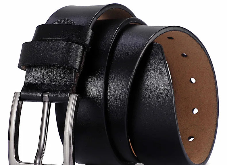 Belt for Men Original Genuine Leather Alloy Metal Pin Buckle Waist Belt Straps Plus Extra Size 105 110 120 130 140 150 160 170cm