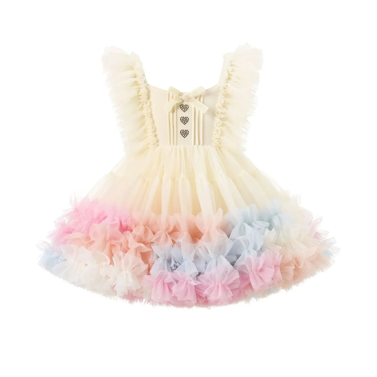 Summer New Fashion Baby Girl's Princess Butterfly Tutu Dress Puff Sleeve Child Tulle Vestido Pageant Party Birthday Kids Clothes