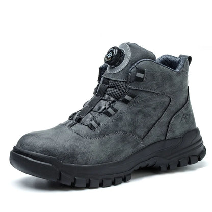 Work Shoes Men Anti-smashing Anti-puncture Safety Shoes Rotating Buttons Autumn Winter Protective Work Safety Boots