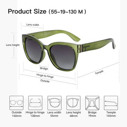 Fashion Original Thick Butterfly Frame Polarized Sunglasses for Women Chunky Uv400 Protection Shade Cat Eye Sun Glasses