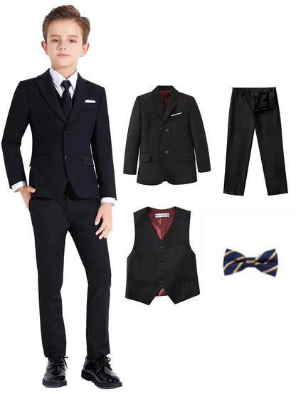 Brand Selection Black Suit Set for Kids 3-14 Yrs, Three Pieces Boys Formal Suits Set for Wedding, Communion Back to School Suit