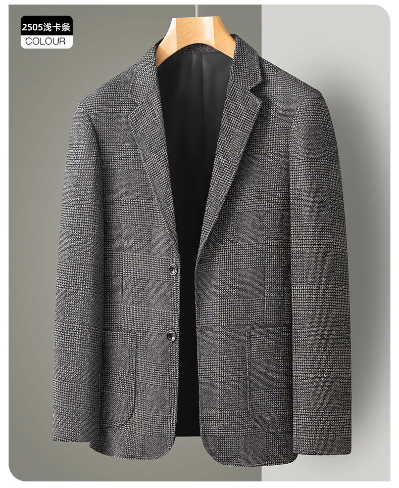 Men's Casual Loose Fit Blazer 13 Colors All-Season Plaid Suit Jacket for Men