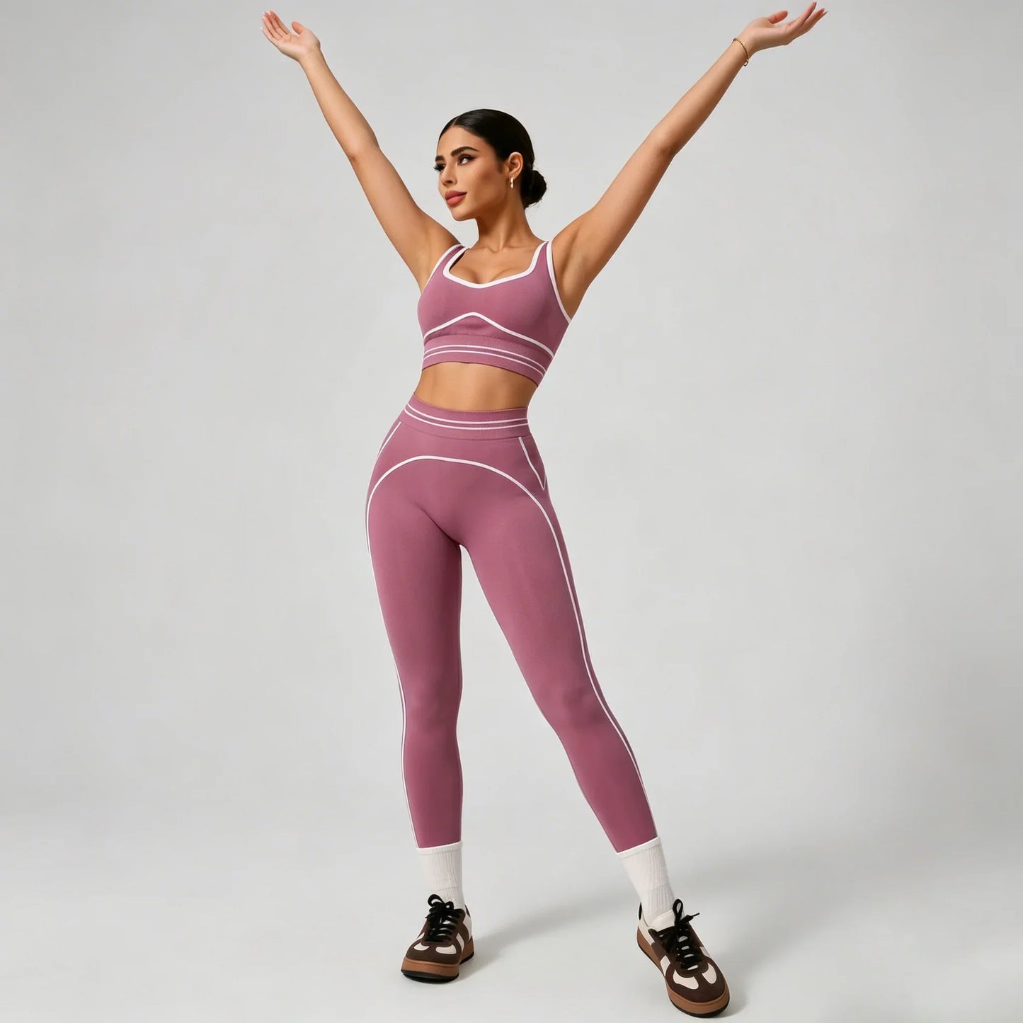 Women's Seamless Yoga Set - Sports Bra & High Waist Leggings Activewear for Gym Workout Fitness Exercise Stretch Athletic Outfit