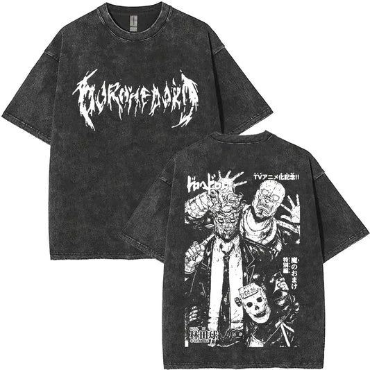 Anime Dorohedoro Kaiman Washed T-Shirt Men's Women Clothing Hip Hop Gothic Y2k T-Shirt Oversized Short Sleeve Cotton Tees Tops