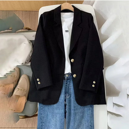 Elegant Orange Blazer for Women, Long Sleeve Jacket, Casual Slim Outerwear, Spring and Autumn Fashion, 2023