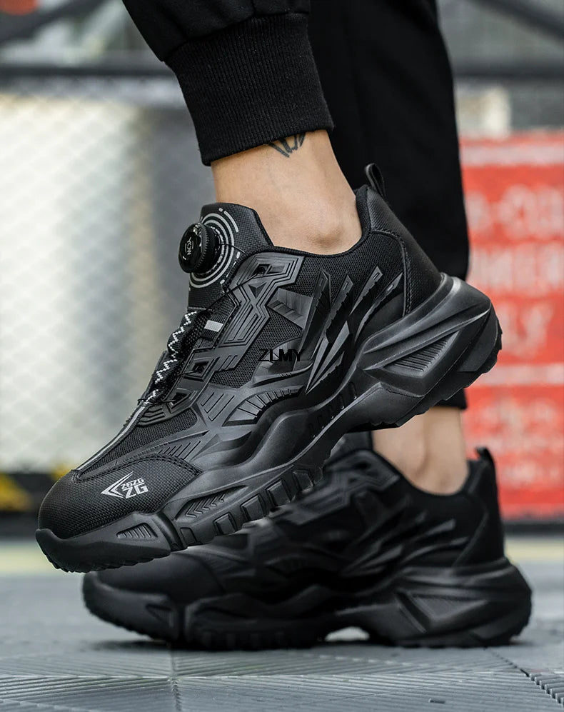 Quality Rotated Button Safety Shoes Men Steel Toe Working Sneakers Light Stab Proof Work Boots Man Anti-smash Security Footwear