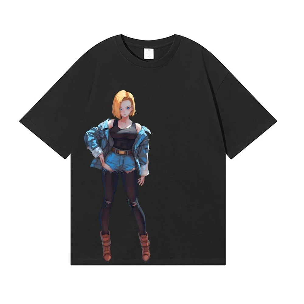 Dragon Ball Android 18 Japanese Style Classic Tee High-quality Streetwear Men's Clothing Women Clothing 2026 Summer New T Shirt