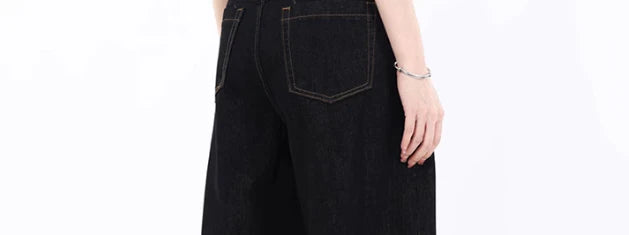 American Retro Deconstructed Bla Knife  Jeans Women's Loose Silhouette Wide Leg Floor Length Trousers Casual High Waist...
