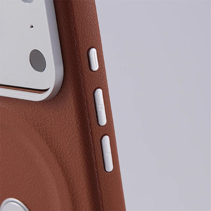 Luxury Rotation KickStand Business PU Leather Case For iPhone 17 Pro Max 16 15 14 13 For MagSafe Magnetic Matte Shockproof Cover