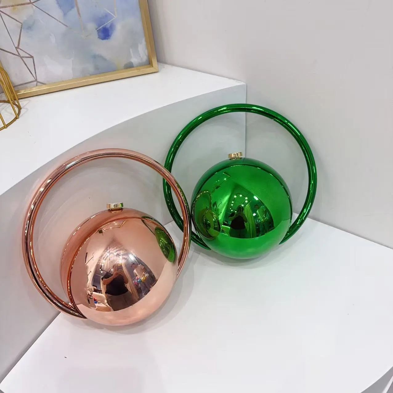 Gold Acrylic Round Ball Hand Bag For Women Handbags Silvery Evening Clutch Handbags Round Ball Purse 2025 Chic