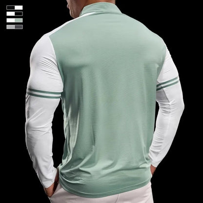 Men's Running Gym Fitness Tops Slim Fit Color-blocked Long-sleeved T-shirt Training Cycling Breathable Quid Quick-drying Clothes